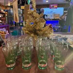 Set 12 Vintage Coca-Cola Christmas Tree Holly Glasses Coke